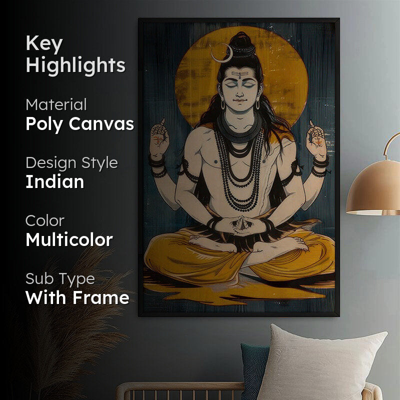 The Tranquil Yogi Wall Painting With Frame media 2