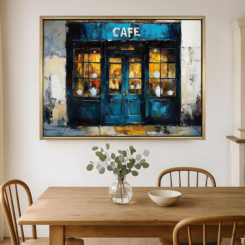Window Cafe Canvas Wall Painting With Frame