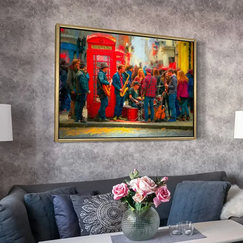 Red Booth Canvas Wall Painting With Frame media 6