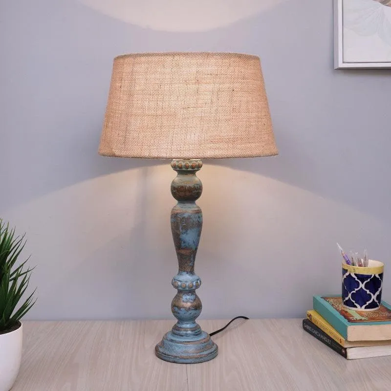 Amaya Fabric Table Lamp - Beige,Blue media 1