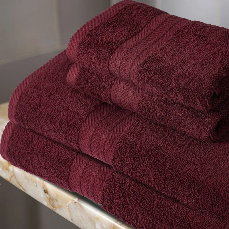 PlushAura Cotton Towel Sets (Maroon) - Set of Four - 6
