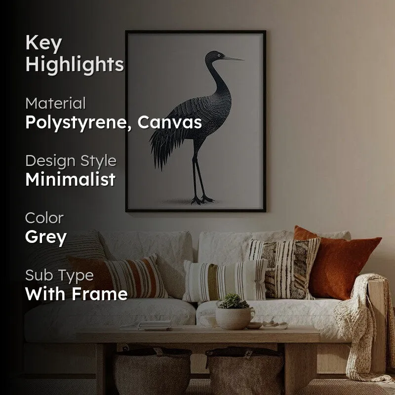 Graceful Crane Line Art Canvas Wall Painting With Black Frame media 2