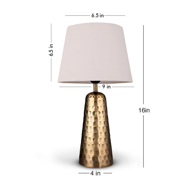 Mabel Hammered Golden Fabric Table Lamp - Gold,White media 4