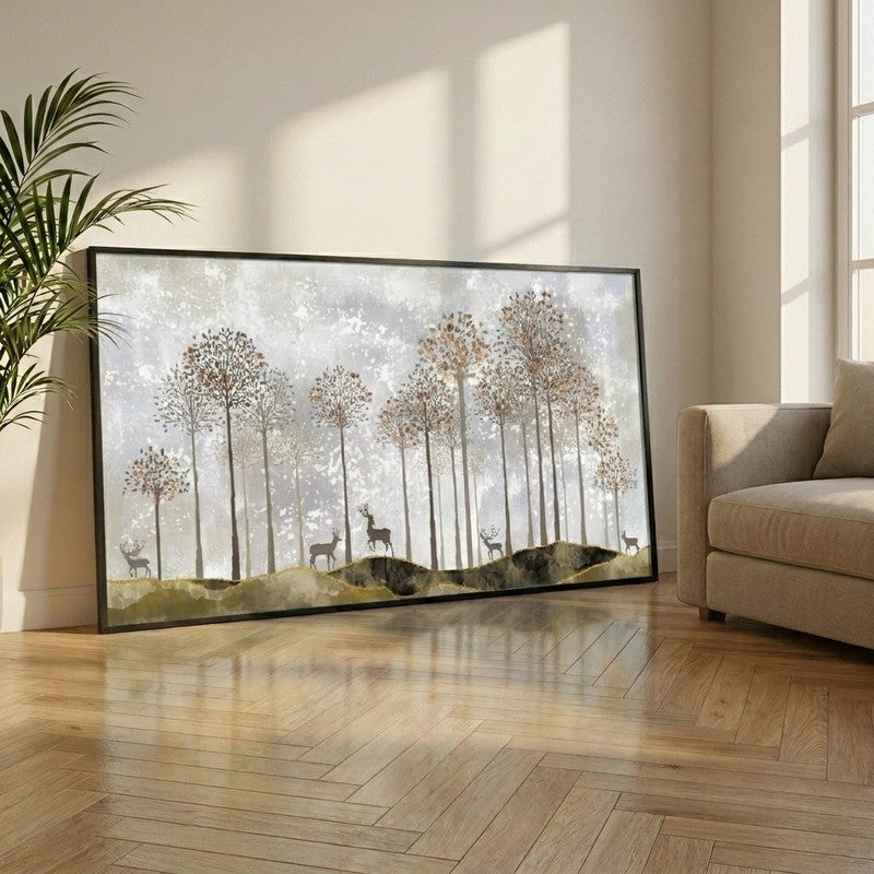 Golden Mist Canvas Wall Painting With Frame