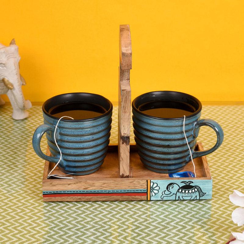 Hiral Ceramic,Wood Tea Cup (150 mL Each) - Three Piece Set