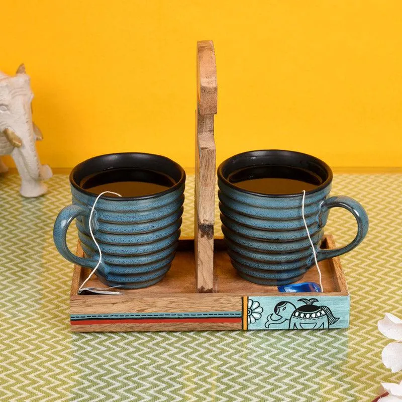 Hiral Ceramic,Wood Tea Cup (150 mL Each) -  Three Piece Set media 1
