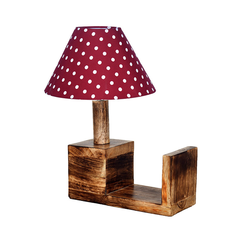 Sentry Polka Fabric Table Lamp - Maroon,Brown,White media 3