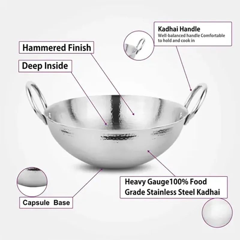 Vintage Induction Safe Hammered Kadhai - 2000 mL / 9 Inches media 7