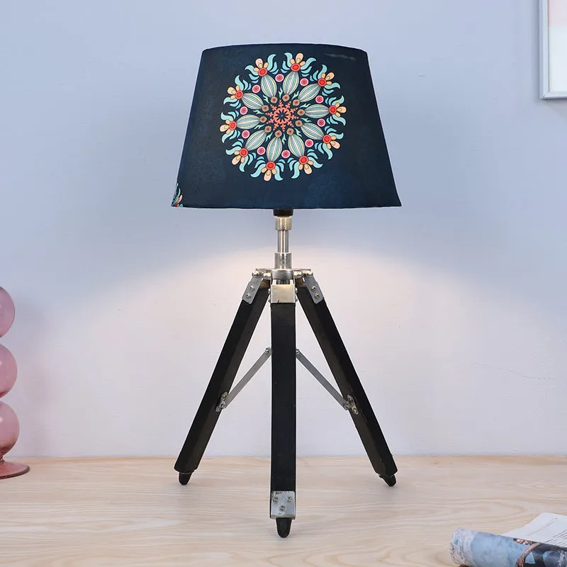 Toile Fold Tripod Mango Wood Table Lamp - Multicolor media 2