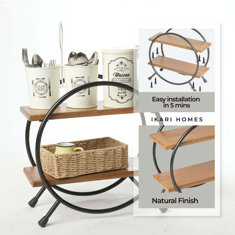 Belvon Boho Metal Frame Rack with Wooden Shelves media 8
