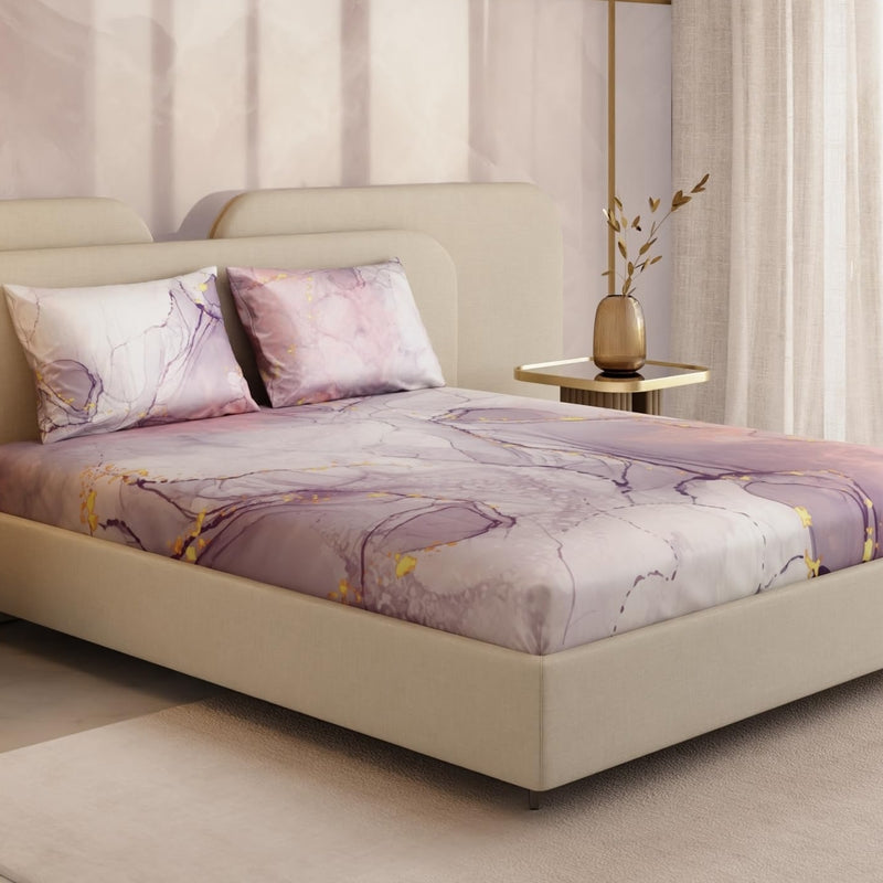 Lavender Skies Satin Bedsheets - 150 GSM
