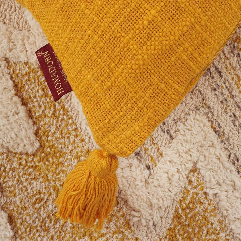 Claira Rectangle Solid Cushion Cover (Mustard Yellow) - Set Of Two media 8