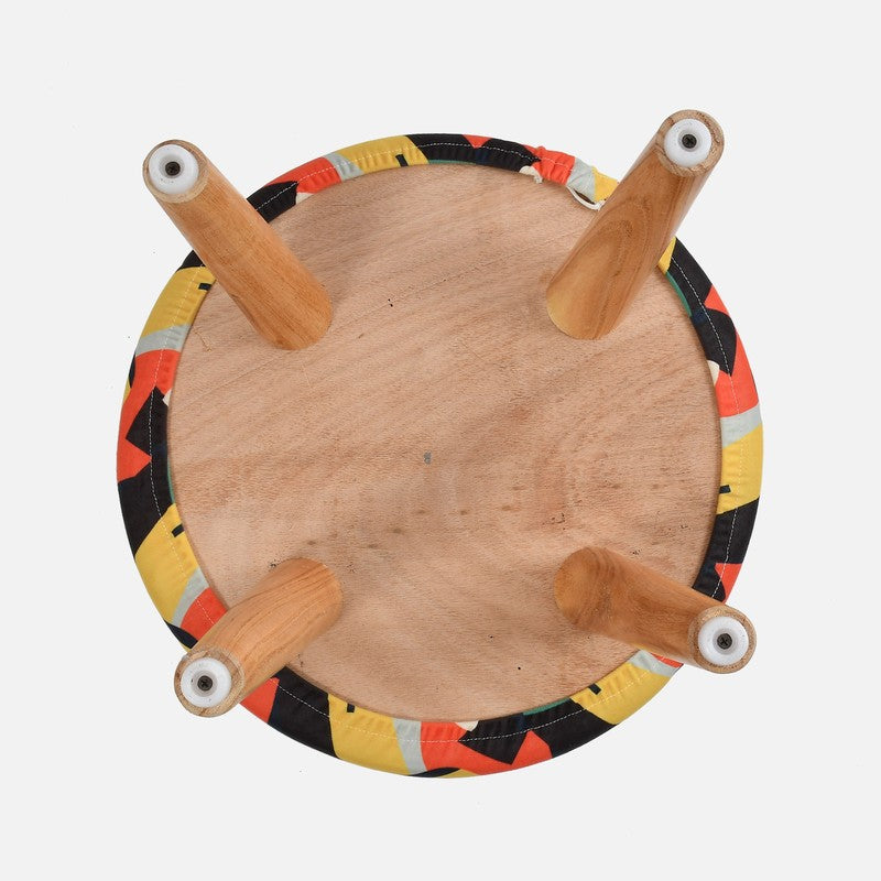 Colorway Abstract Print Multicolor Engineered Wood Ottomans - Set Of Two media 7