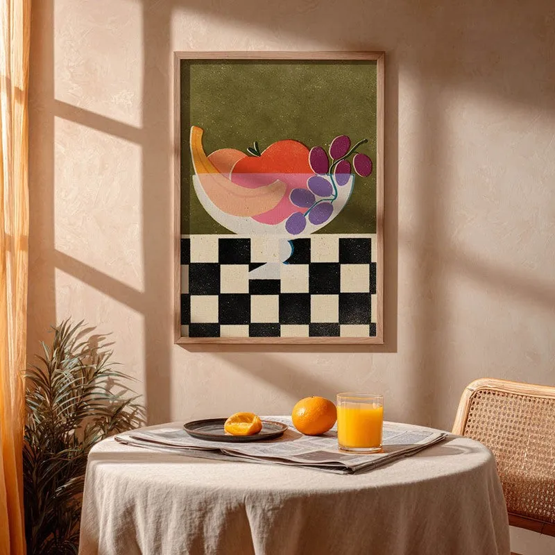Check Bowl Archival Canvas Wall Art - Brown media 4