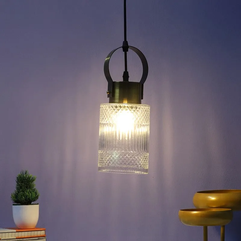 Elvion Textured Pendant Glass Ceiling Lamp media 4