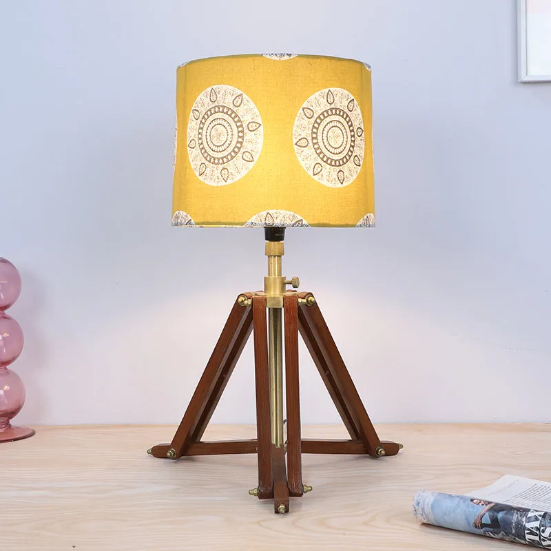 Mandala Merry Printed Tripod Mango Wood Table Lamp - Brown,Yellow,White media 2