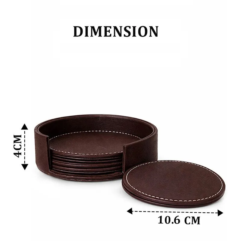 AarviDecor TableGuard Faux Leather Designer Coasters - Seven Piece Set media 8