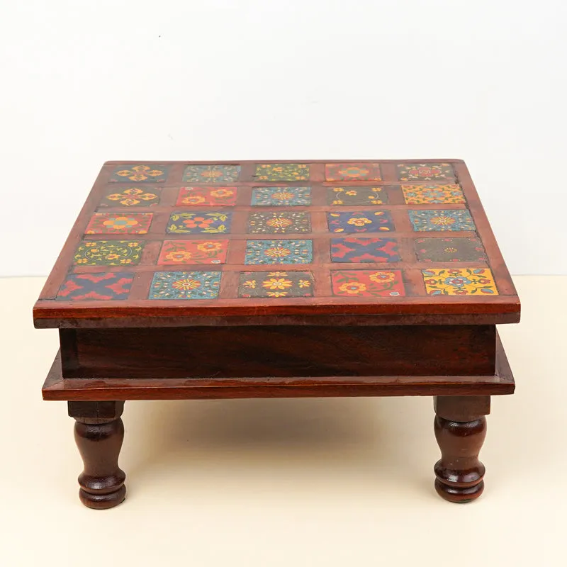 Athangudi Mango Wood & MDF Stool - 12 inch media 5