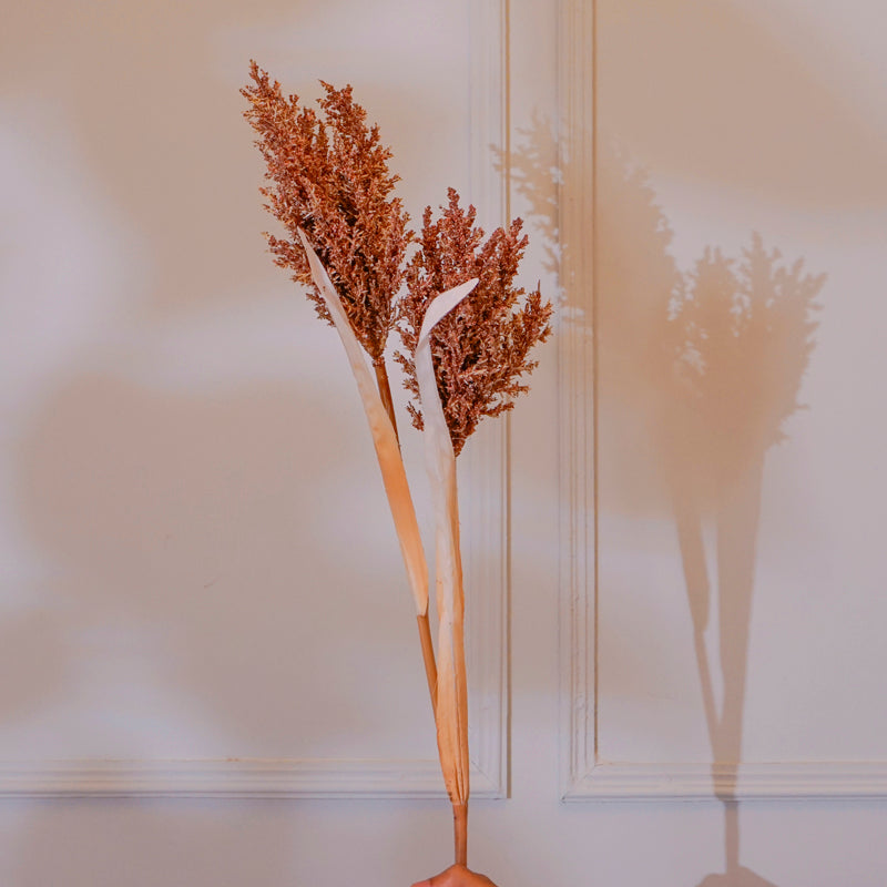 Faux Pearl Millet Grass Flower Stick (Brown) - 38 CM media 3