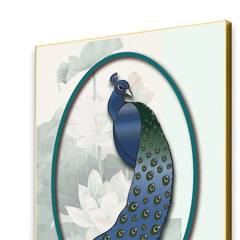 Peacock Portrait Wall Art with Gold Frame media 1