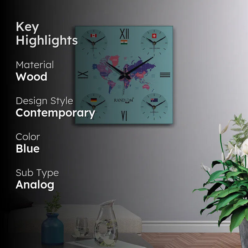 World Time Zone Wall Clock - Blue media 2