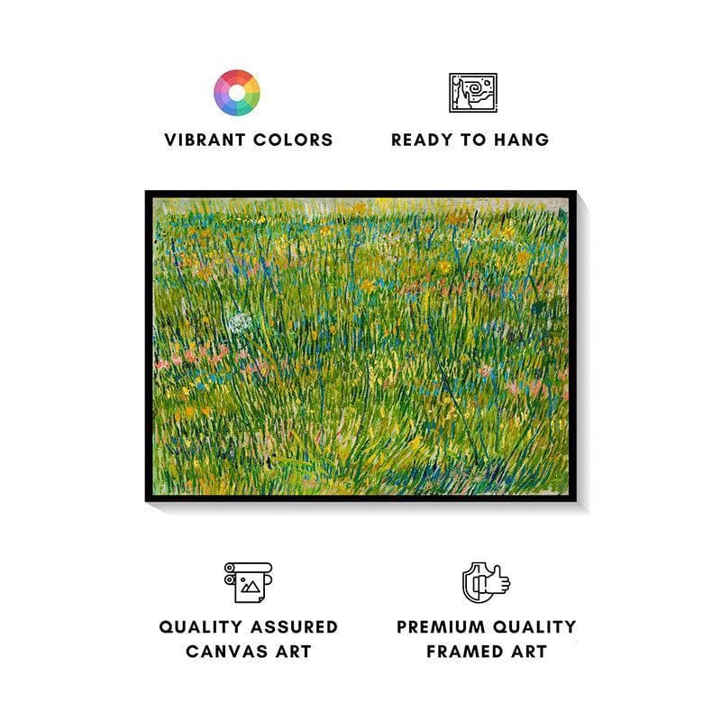 Patch Of Grass Canvas Painting By Vincent Van Gogh - Black Frame media 4