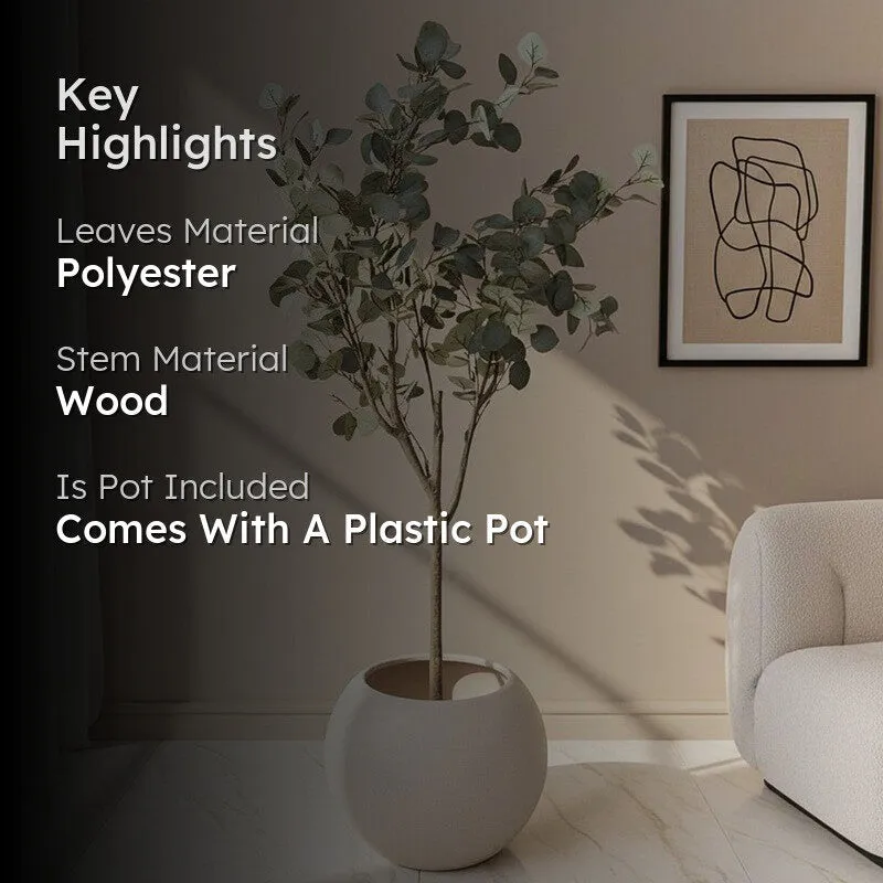 Lush Eucalyptus Artificial Plant With Black Plastic Pot media 2