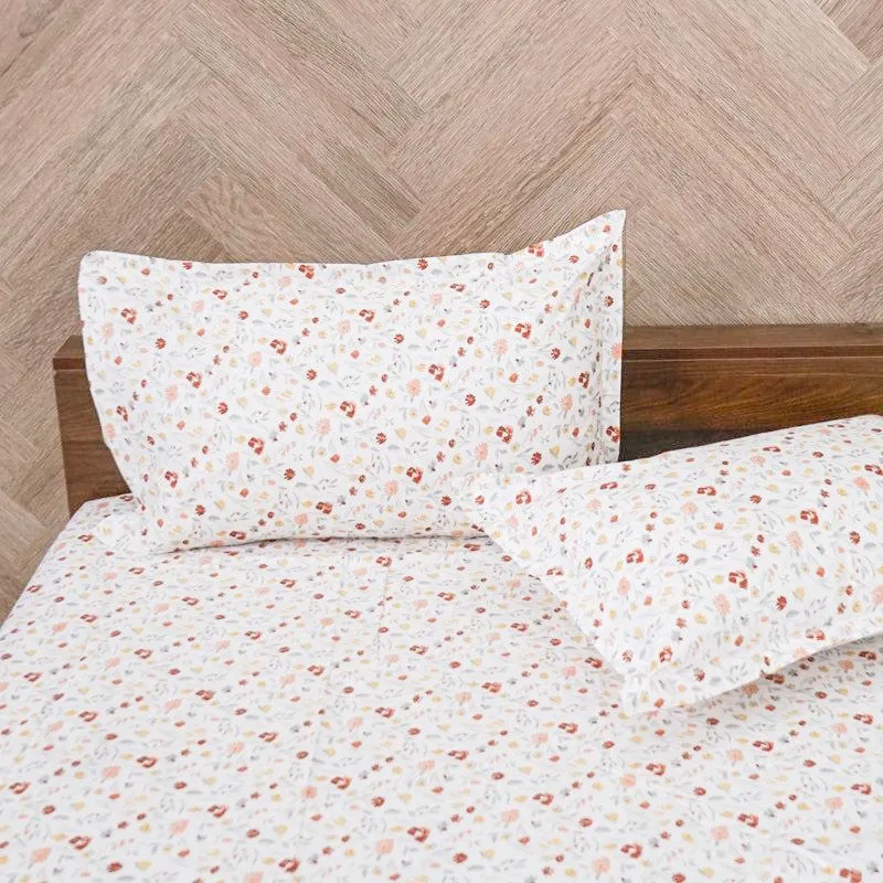 Avani Floral Cotton Bedsheet (Peach) - 180 TC media 4