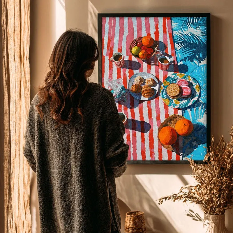 Harbor Brunch Canvas Wall Painting - Black Frame media 4