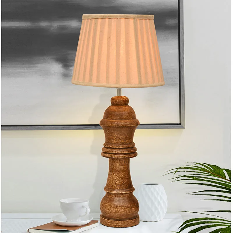 Pleated Queen Wooden Table Lamp - Brown media 2