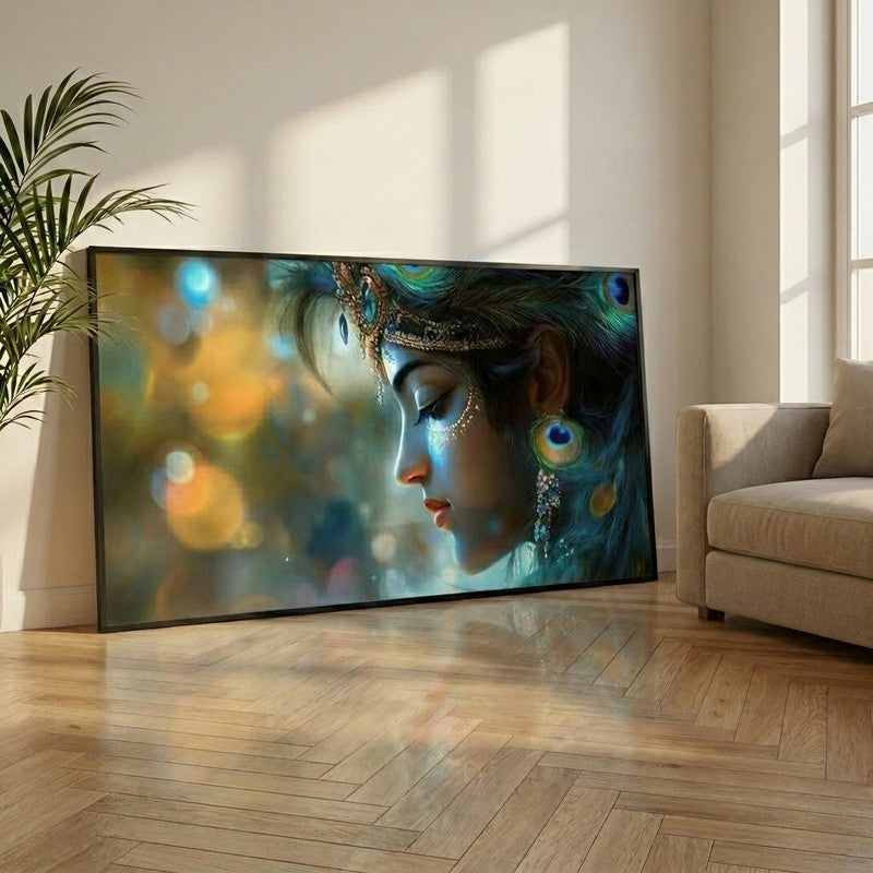 Krishnas Mystic Glow Canvas Wall Painting With Frame