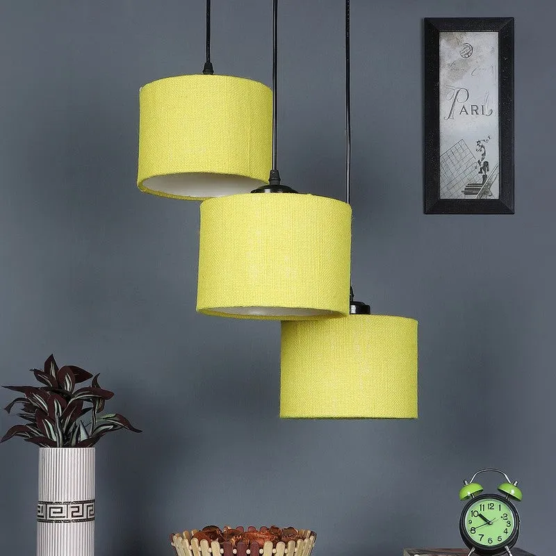Sunset Glow Triple Metal Ceiling Lamp - Lemon Green media 3