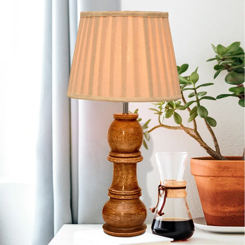Pleated Bishop Wooden Table Lamp - Brown media 2