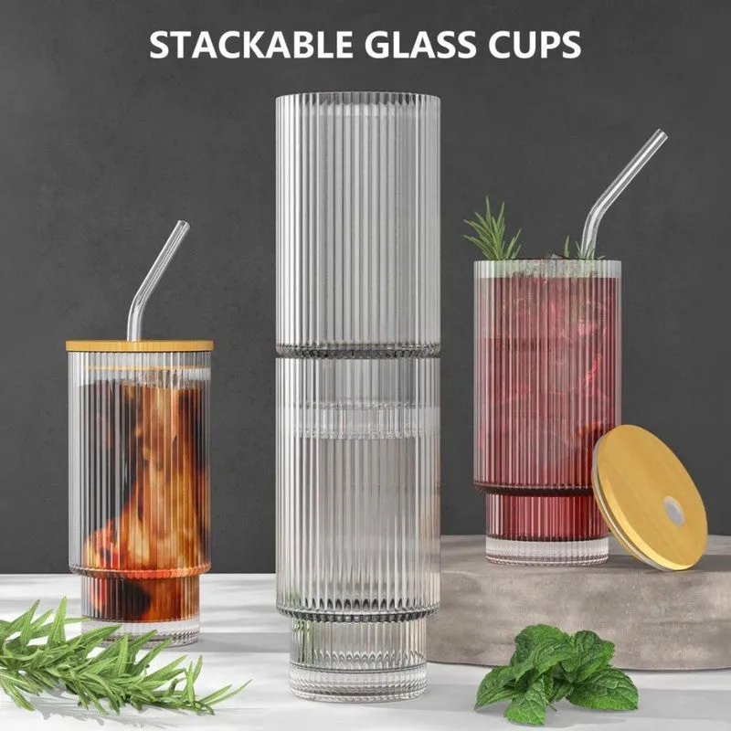 Stylish Glass Can Mug with Wooden Lid & Straw media 6