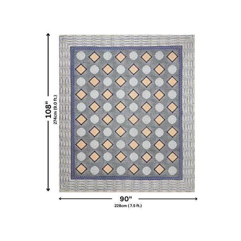 Metro Matrix Geometric Cotton Bedsheet (Grey) - 140 TC media 6