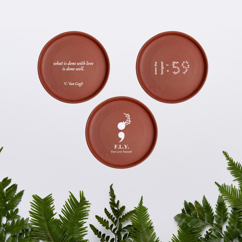 Love Yourself Terracotta Wall Plate - Set Of Three