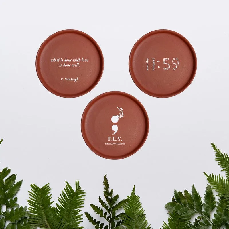 Love Yourself Terracotta Wall Plate - Set Of Three media 1
