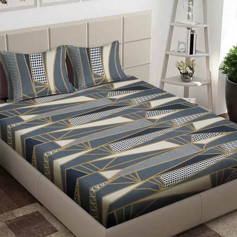 Fractal Gems Abstract Cotton Blend Bedsheet - 130 GSM media 1