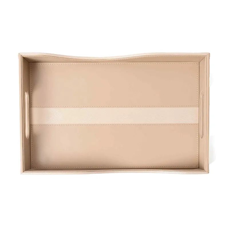Veltrix Faux Leather Serving Tray (Beige) - Set of Two media 3