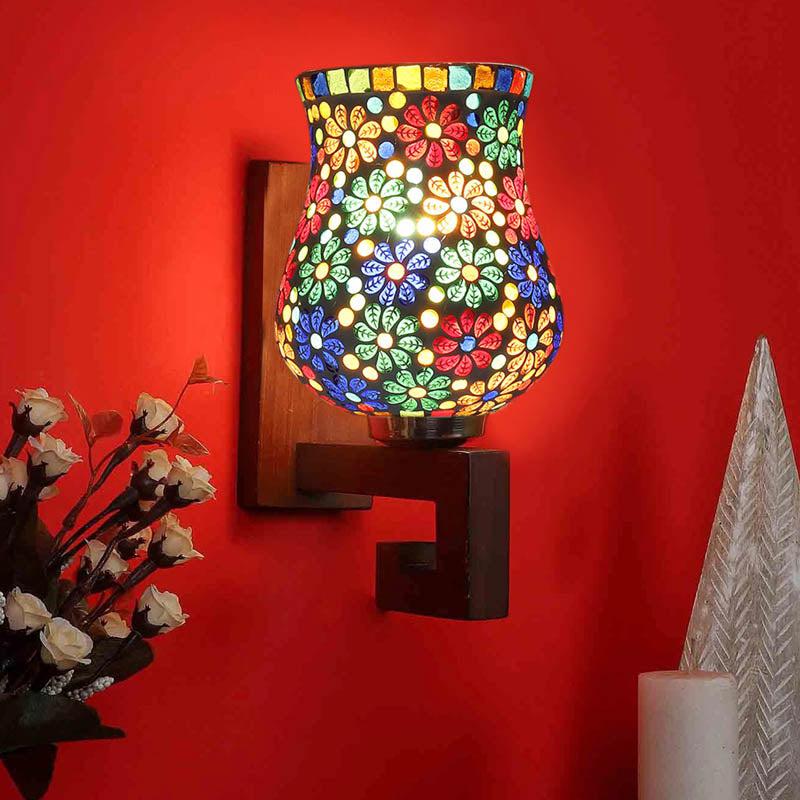 Regal Mosaic Wooden Wall Lamp