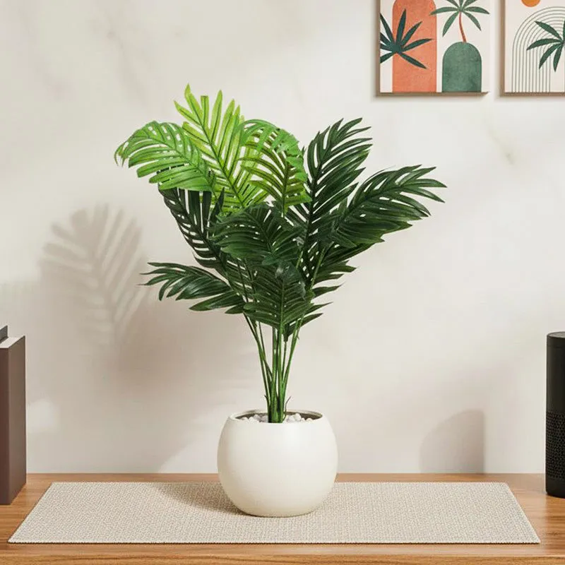 Faux Dypsis Baronii Corton Artificial Plant With Black Plastic Pot - 55 Cms media 1