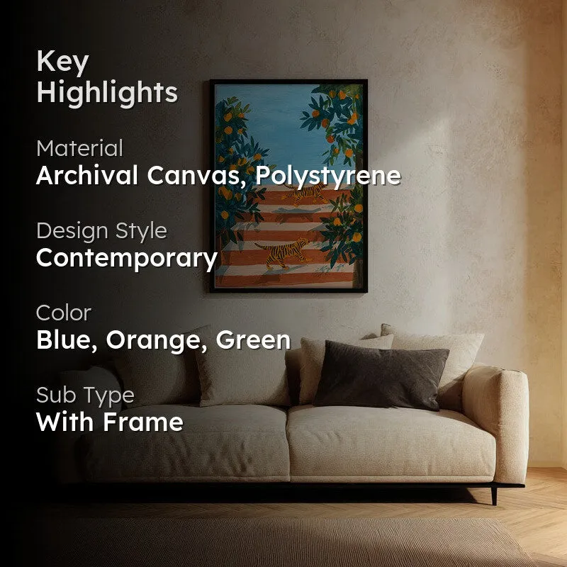 Tangerine Trees Canvas Wall Painting - Black Frame media 2