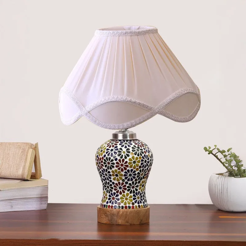 Glowara Pleated Wooden Table Lamp - Multicolor media 4