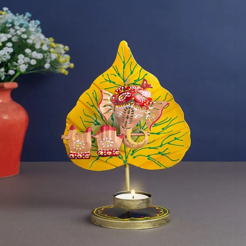 Divine Harmony Ganesha Iron Tea Light Candle Holder media 1