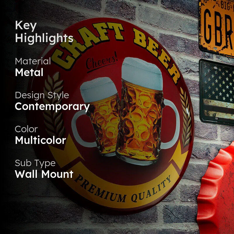 Craft Beer Button Metal Wall Accent media 2