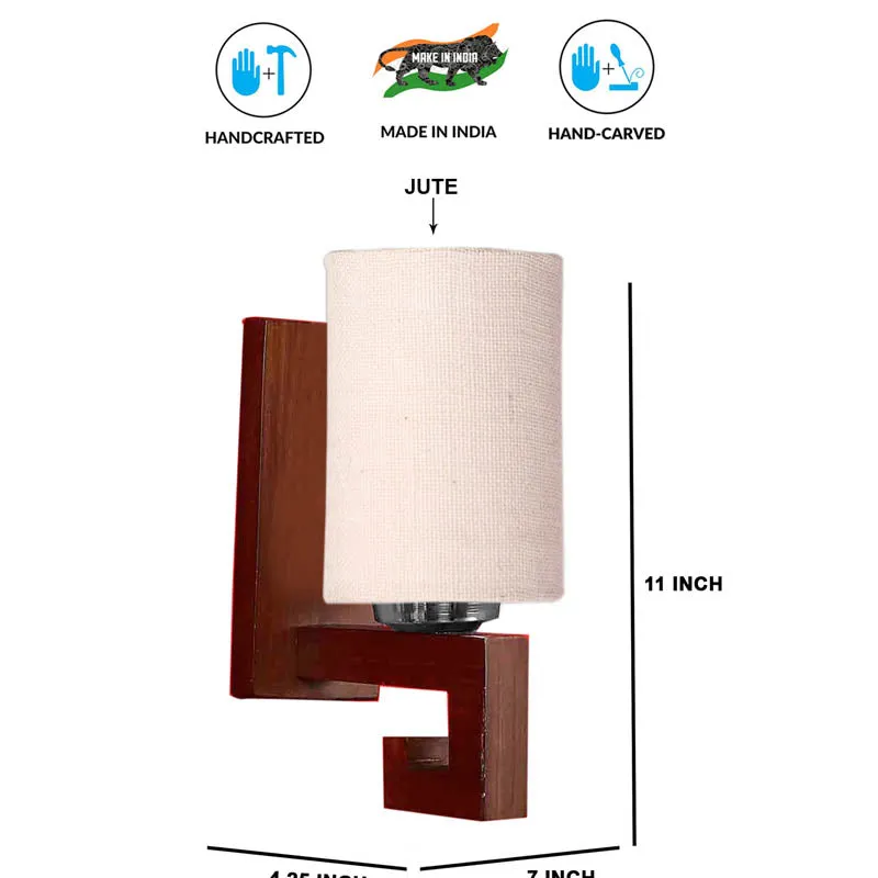 Pallid Cylindrical Wooden Wall Lamp media 5