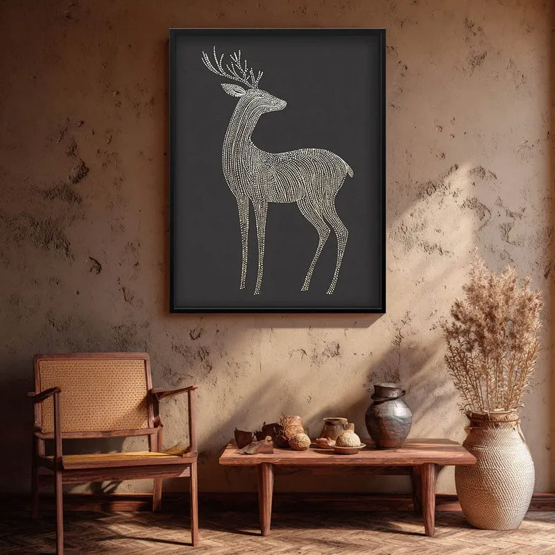 Majestic Deer Illustration Canvas Wall Painting With Black Frame media 8
