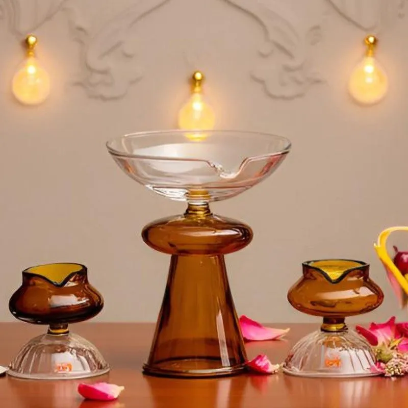 GlowKriti Ethnic Decorative Diya -3 Piece Set media 1