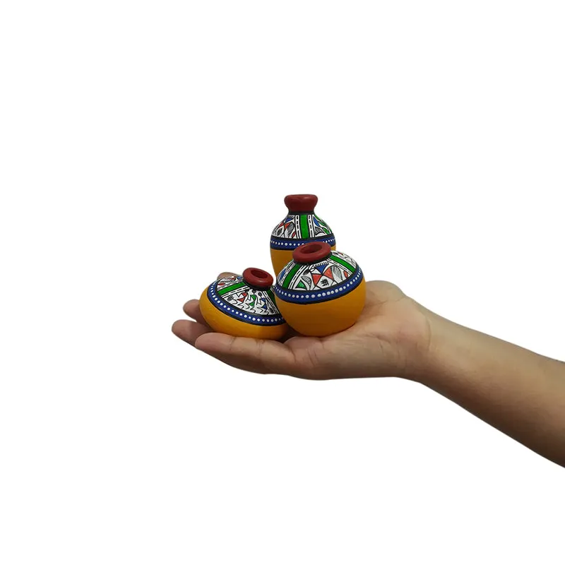 Dharthi Handpainted Terracotta Vase - Three Piece Set media 7