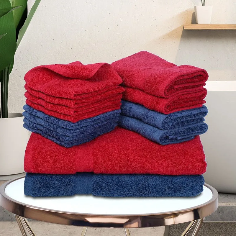 Astra Solids Towel Set (Red, Blue) Fourteen Piece Set media 1